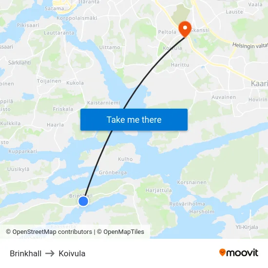 Brinkhall to Koivula map
