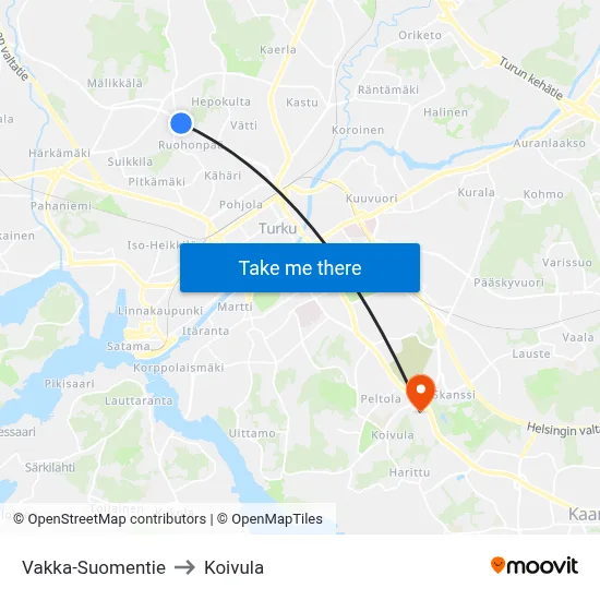 Vakka-Suomentie to Koivula map