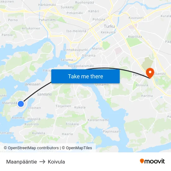 Maanpääntie to Koivula map