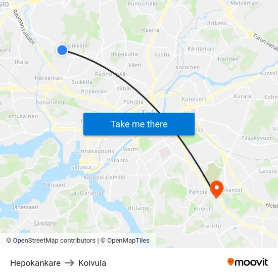Hepokankare to Koivula map
