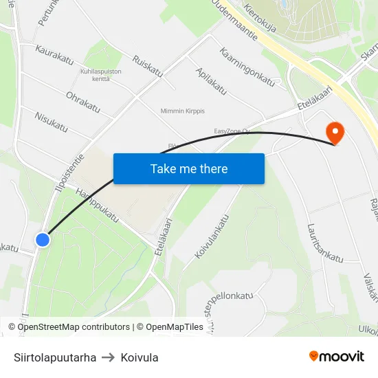 Siirtolapuutarha to Koivula map