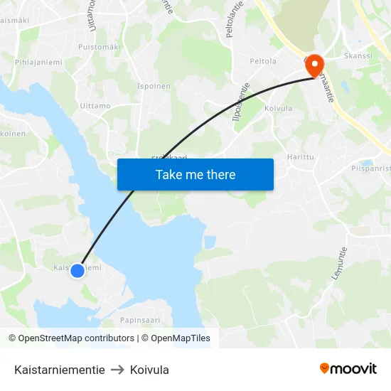 Kaistarniementie to Koivula map