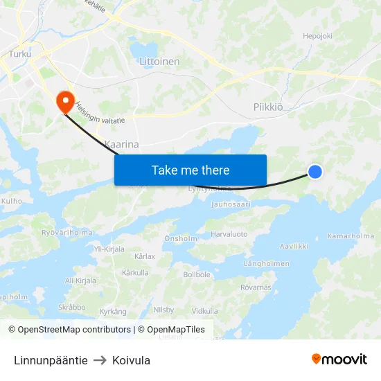 Linnunpääntie to Koivula map
