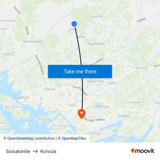 Soisalontie to Koivula map