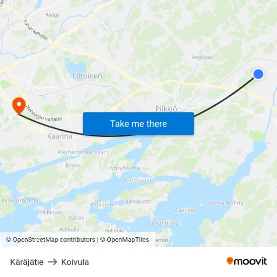 Käräjätie to Koivula map