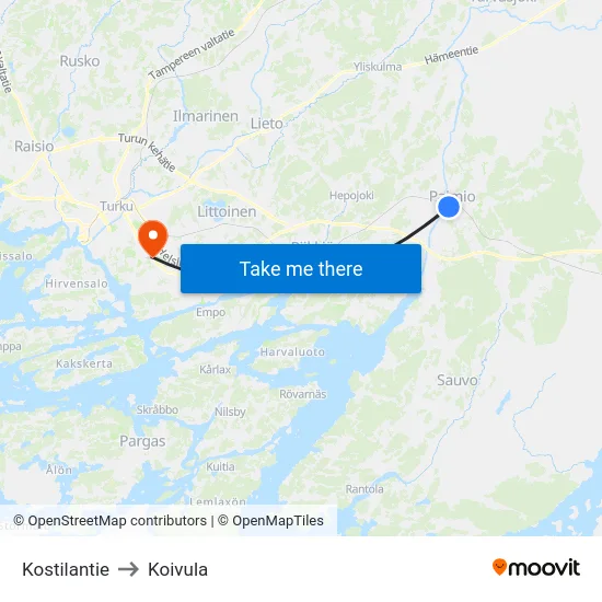 Kostilantie to Koivula map