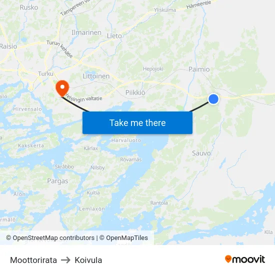 Moottorirata to Koivula map