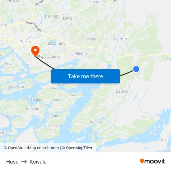 Huso to Koivula map