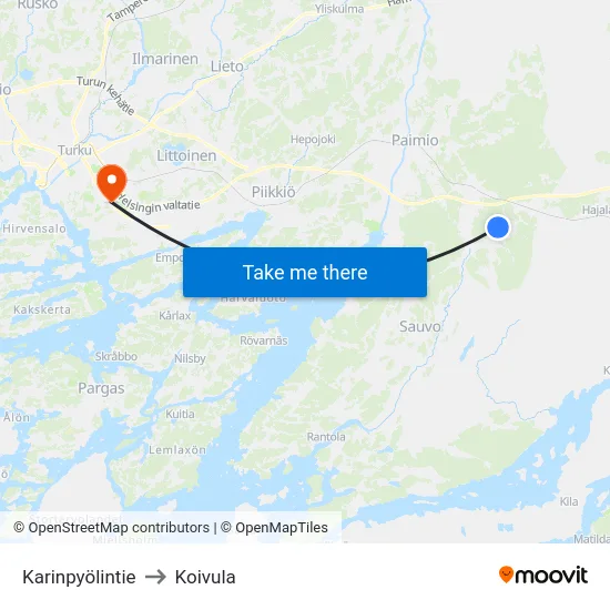 Karinpyölintie to Koivula map