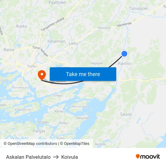 Askalan Palvelutalo to Koivula map