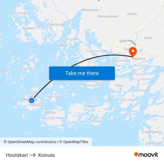 Houtskari to Koivula map