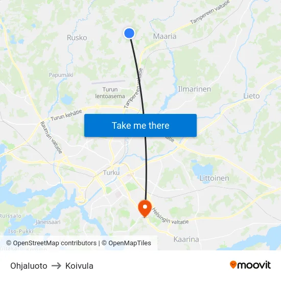 Ohjaluoto to Koivula map