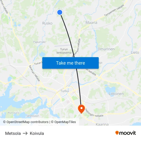 Metsola to Koivula map