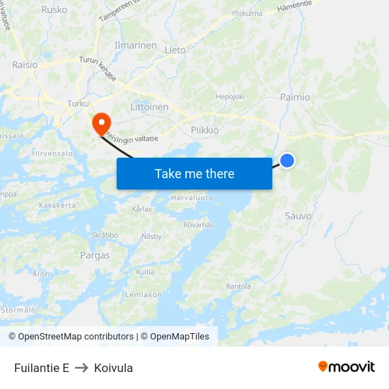 Fuilantie E to Koivula map