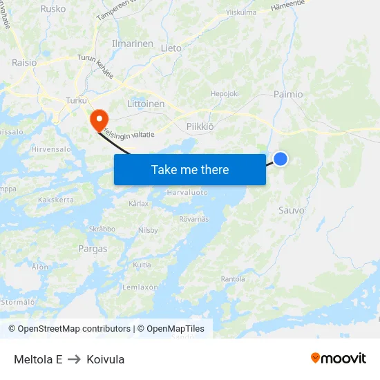 Meltola E to Koivula map