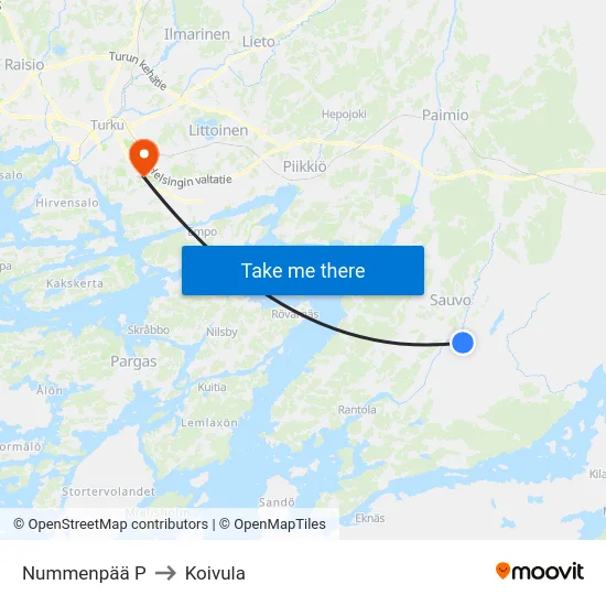 Nummenpää P to Koivula map