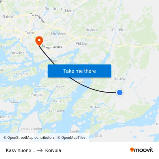 Kasvihuone L to Koivula map