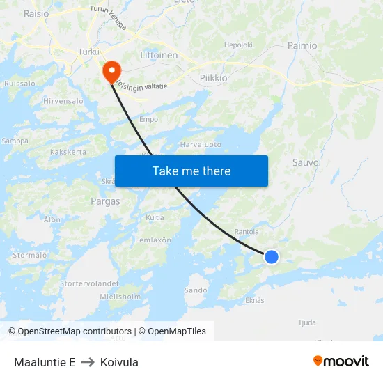 Maaluntie E to Koivula map