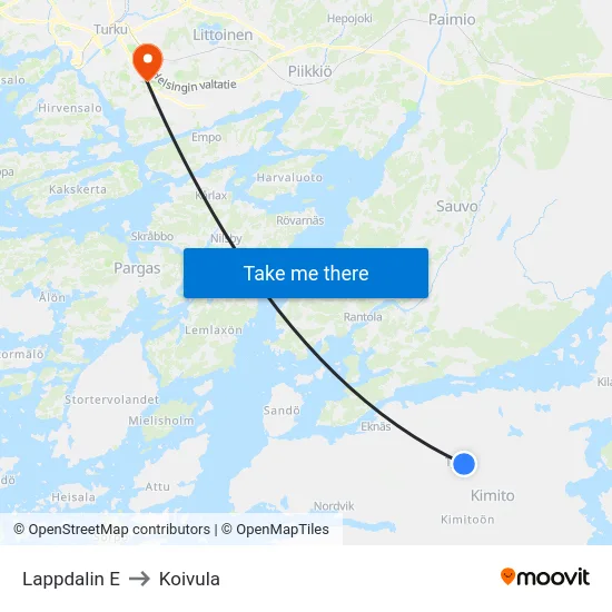 Lappdalin E to Koivula map