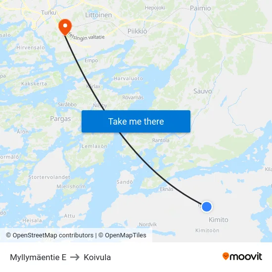 Myllymäentie E to Koivula map