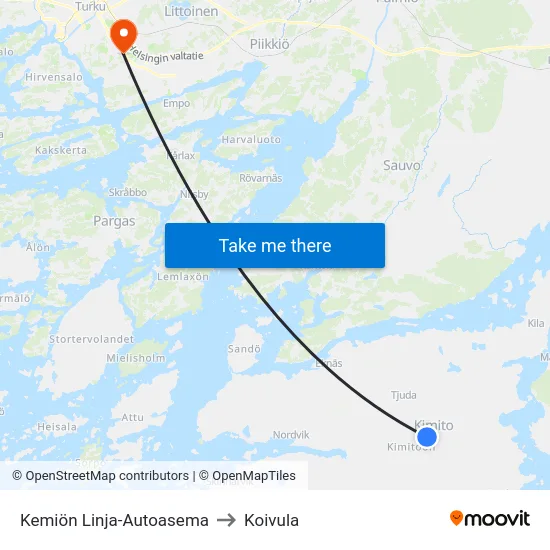 Kemiön Linja-Autoasema to Koivula map
