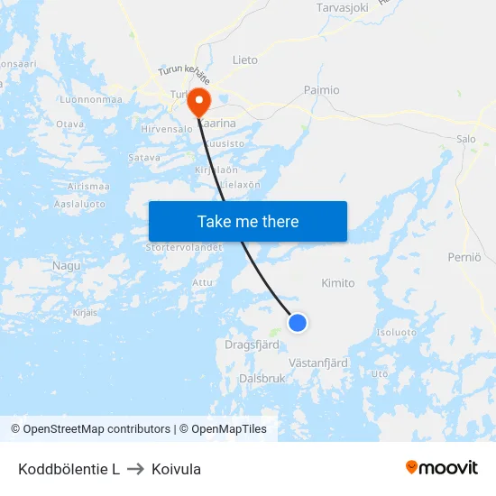 Koddbölentie L to Koivula map