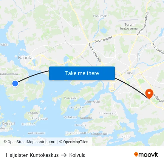 Haijaisten Kuntokeskus to Koivula map