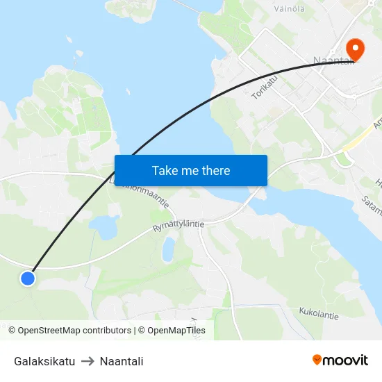 Galaksikatu to Naantali map