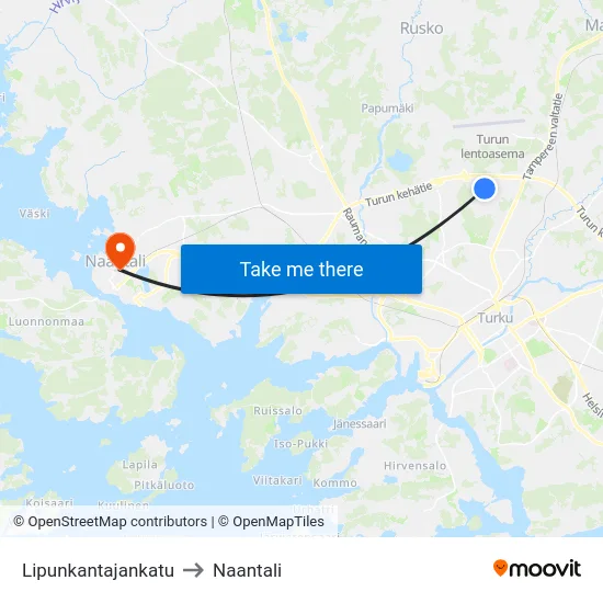 Lipunkantajankatu to Naantali map