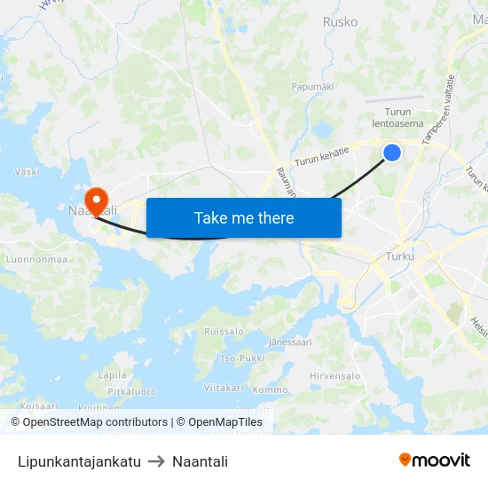 Lipunkantajankatu to Naantali map