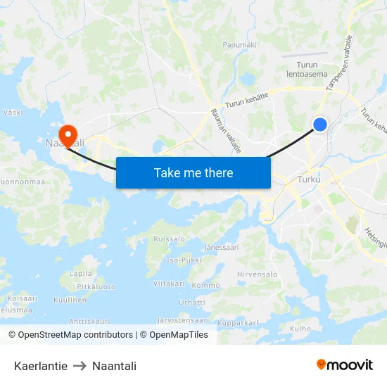Kaerlantie to Naantali map