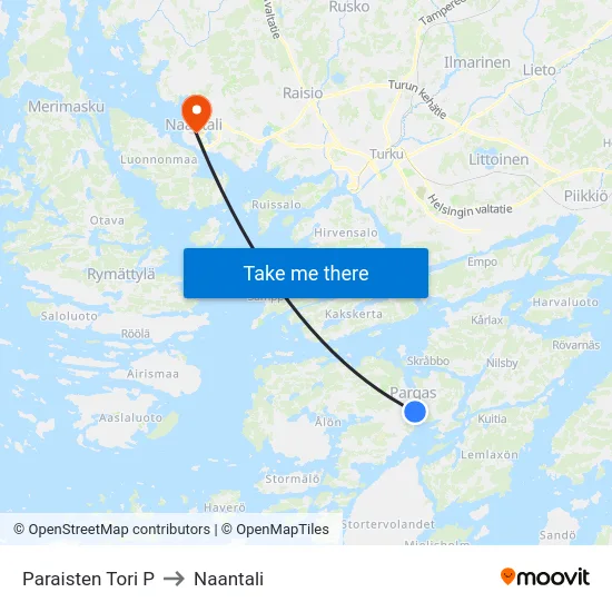 Paraisten Tori P to Naantali map