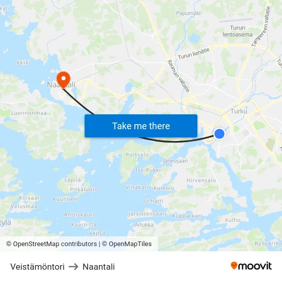 Veistämöntori to Naantali map