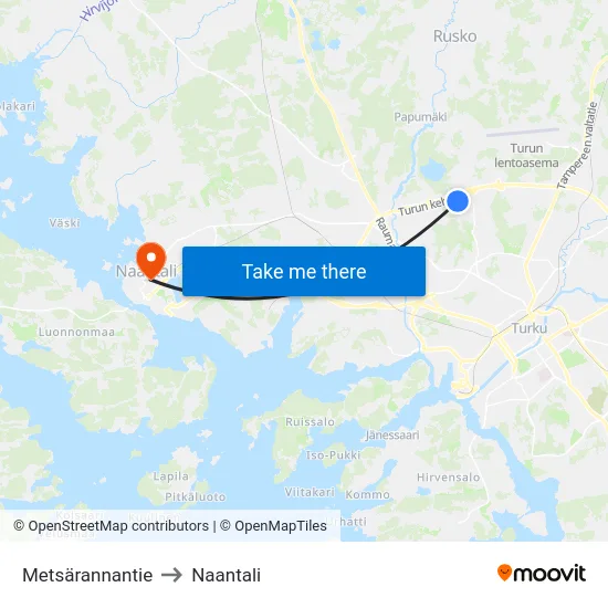 Metsärannantie to Naantali map