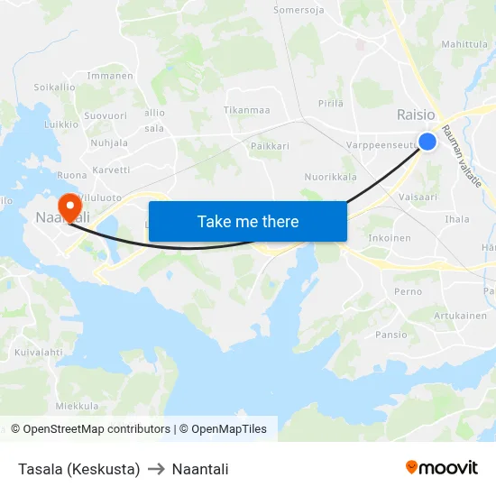 Tasala (Keskusta) to Naantali map