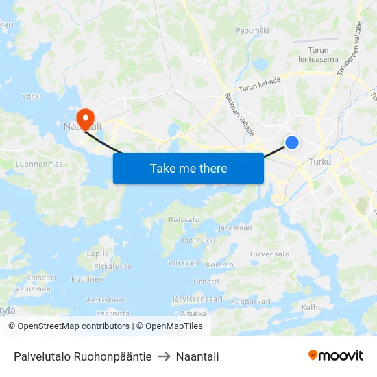 Palvelutalo Ruohonpääntie to Naantali map