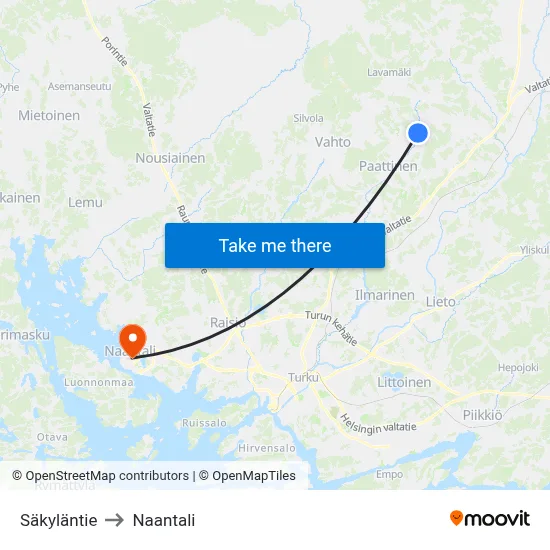 Säkyläntie to Naantali map