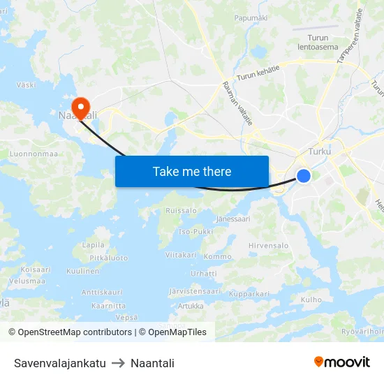 Savenvalajankatu to Naantali map