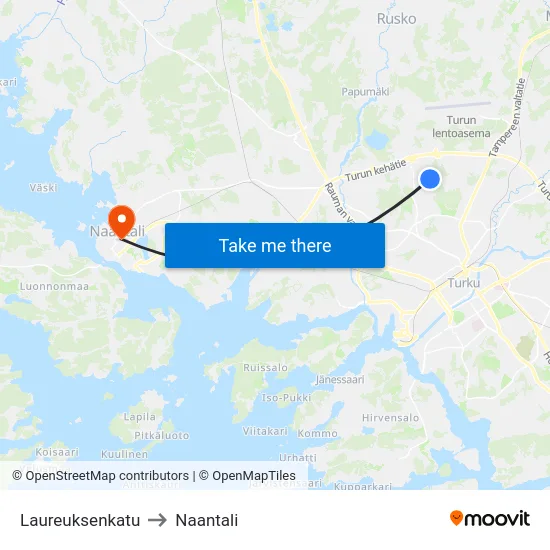 Laureuksenkatu to Naantali map