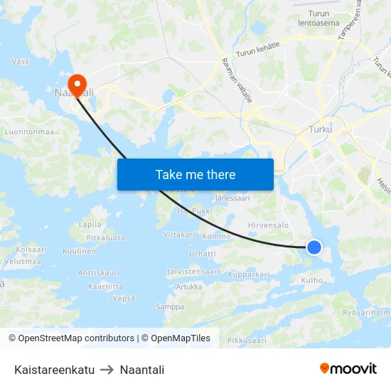 Kaistareenkatu to Naantali map