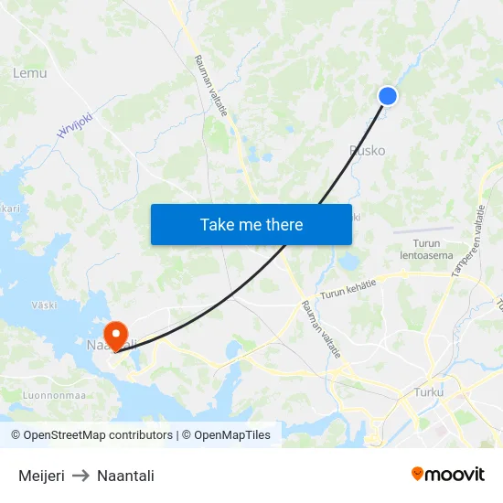 Meijeri to Naantali map