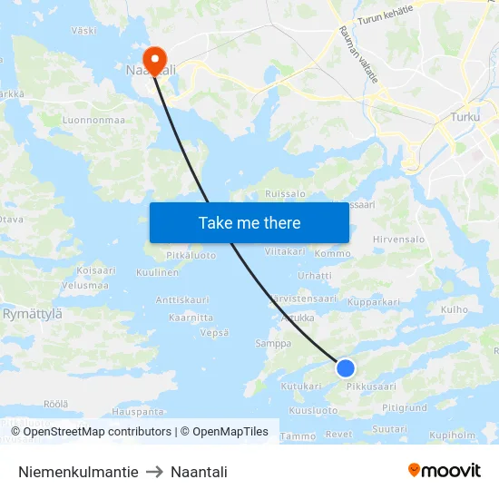 Niemenkulmantie to Naantali map