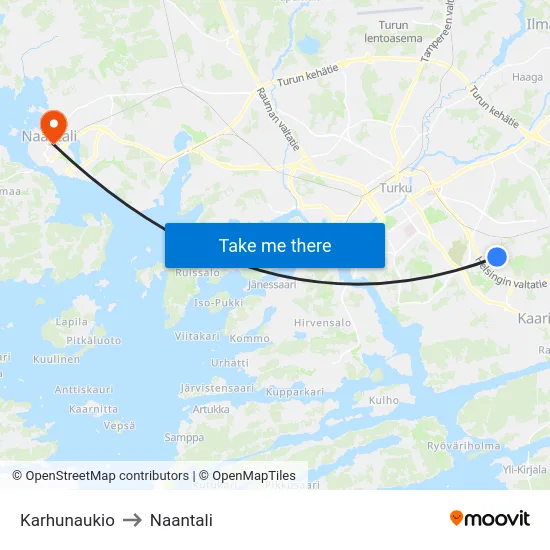 Karhunaukio to Naantali map