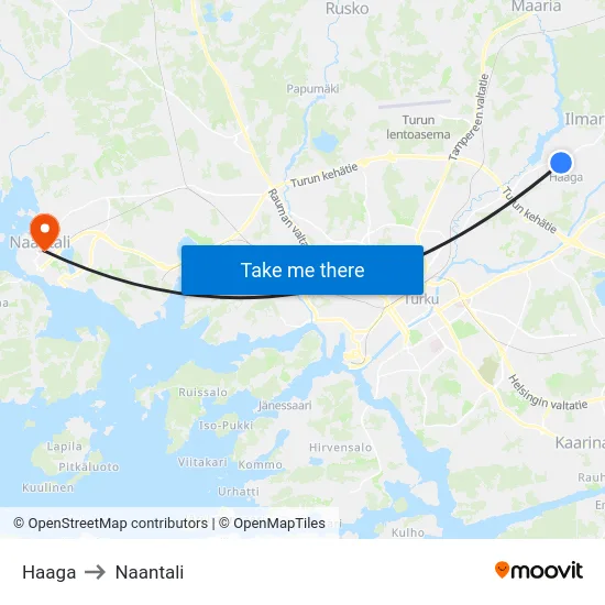 Haaga to Naantali map