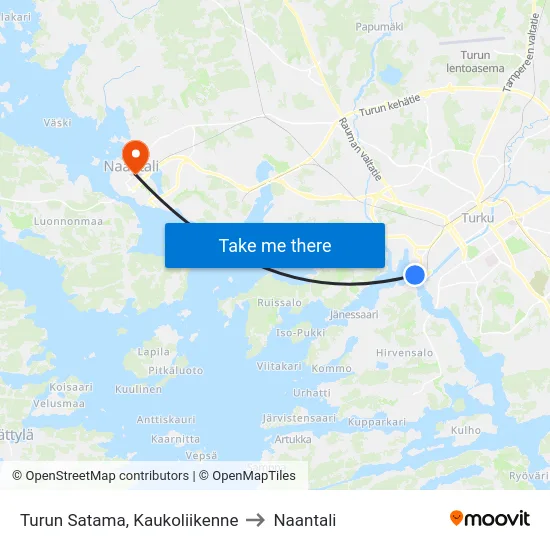 Turun Satama, Kaukoliikenne to Naantali map