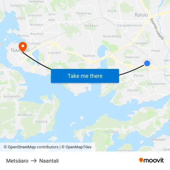 Metsäaro to Naantali map