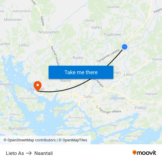 Lieto As to Naantali map