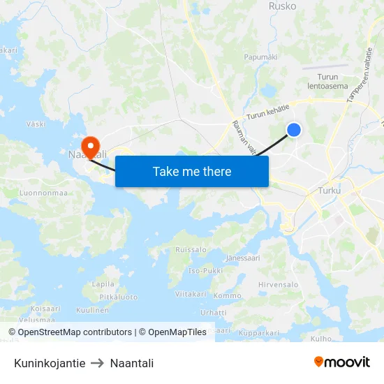 Kuninkojantie to Naantali map