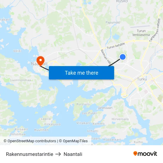 Rakennusmestarintie to Naantali map