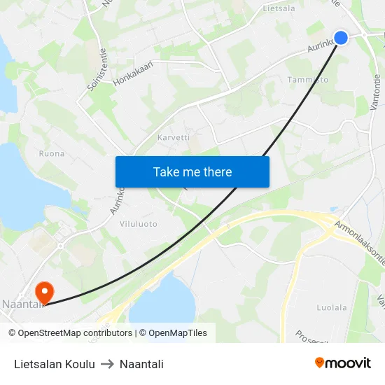 Lietsalan Koulu to Naantali map